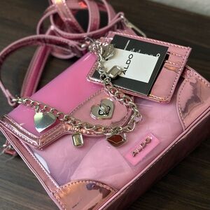 Aldo Pink Crossbody Bag with Chain Detail